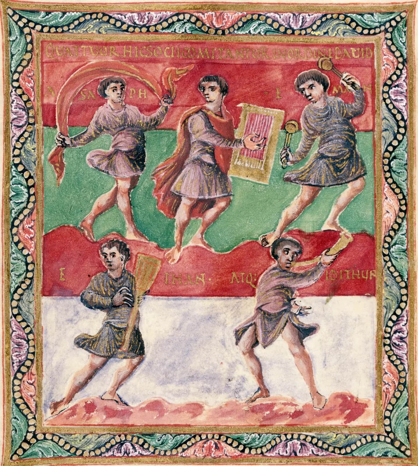 King David and his musicians, Psalter of Charles the Bald, Palace School of Charles the Bald